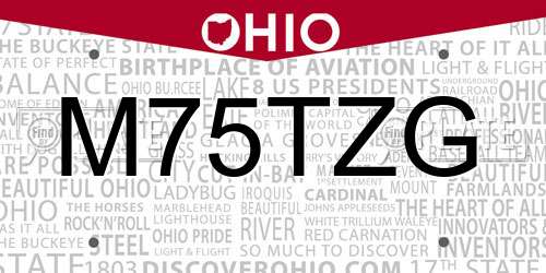 M75TZG Ohio License Plate