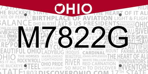 M7822G Ohio License Plate