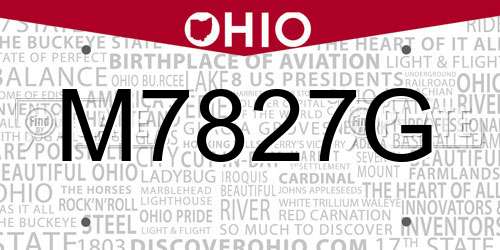 M7827G Ohio License Plate