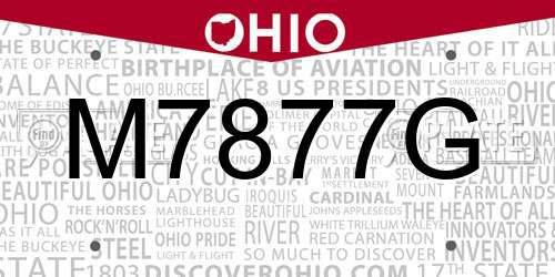 M7877G Ohio License Plate