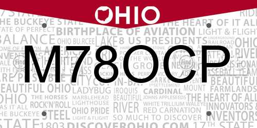 M78OCP Ohio License Plate