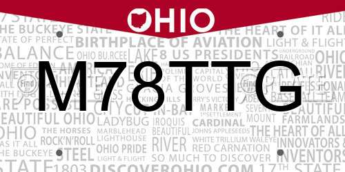M78TTG Ohio License Plate
