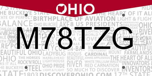 M78TZG Ohio License Plate