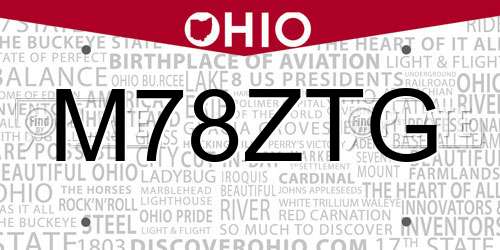 M78ZTG Ohio License Plate