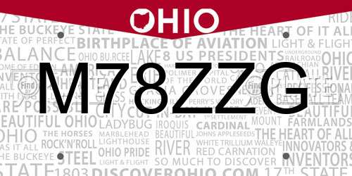 M78ZZG Ohio License Plate