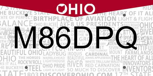 M86DPQ Ohio License Plate