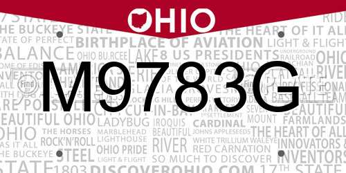 M9783G Ohio License Plate