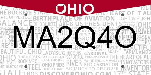 MA2Q4O Ohio License Plate