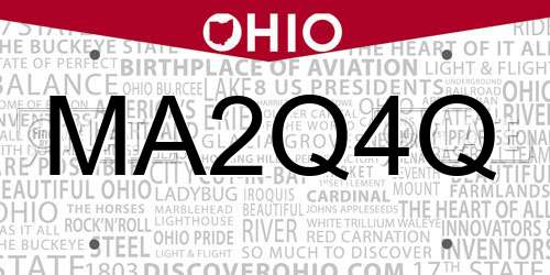 MA2Q4Q Ohio License Plate