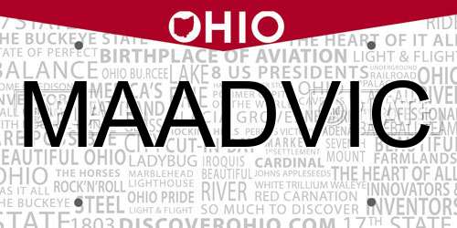 MAADVIC Ohio License Plate