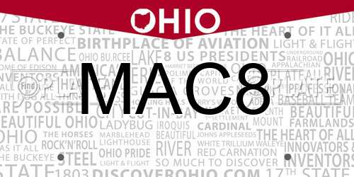 MAC8 Ohio License Plate