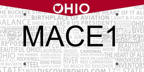 MACE1 Ohio License Plate