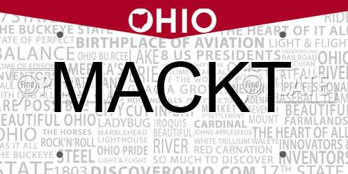 MACKT Ohio License Plate