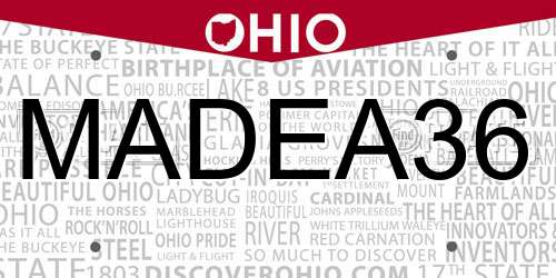 MADEA36 Ohio License Plate