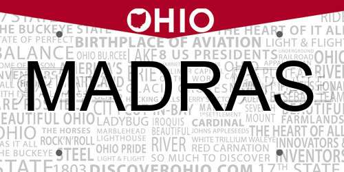 MADRAS Ohio License Plate