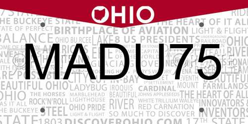 MADU75 Ohio License Plate