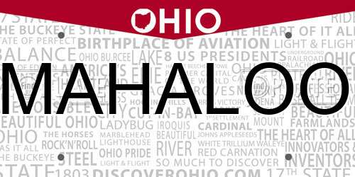 MAHALOO Ohio License Plate