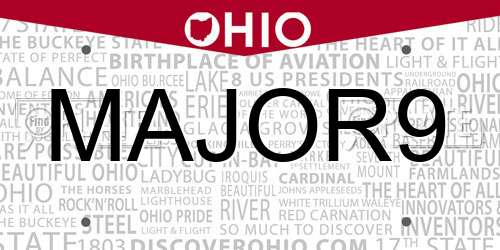 MAJOR9 Ohio License Plate