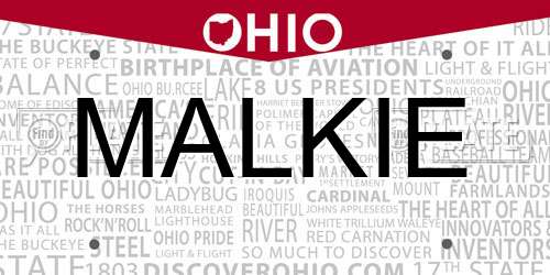 MALKIE Ohio License Plate