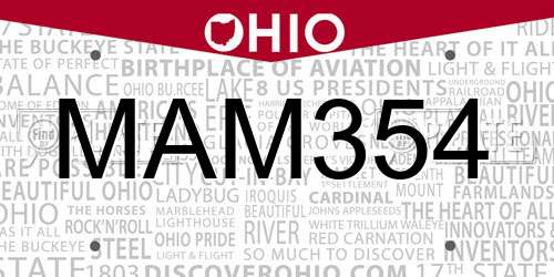 MAM354 Ohio License Plate