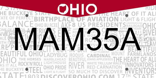 MAM35A Ohio License Plate