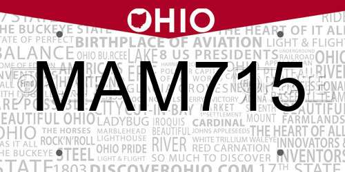 MAM715 Ohio License Plate