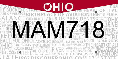 MAM718 Ohio License Plate