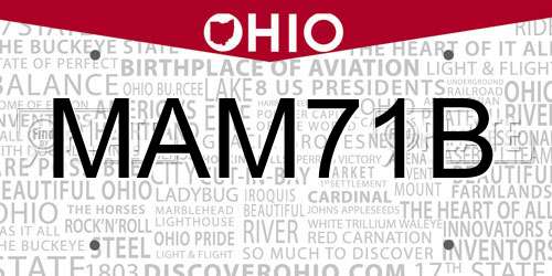 MAM71B Ohio License Plate