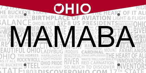 MAMABA Ohio License Plate