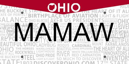 MAMAW Ohio License Plate