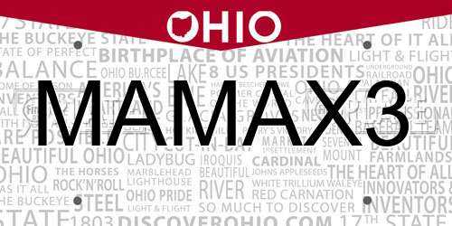 MAMAX3 Ohio License Plate