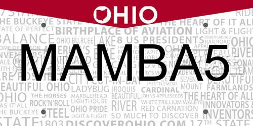 MAMBA5 Ohio License Plate