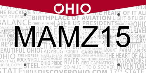 MAMZ15 Ohio License Plate