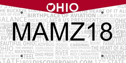 MAMZ18 Ohio License Plate