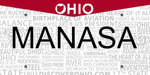 MANASA Ohio License Plate