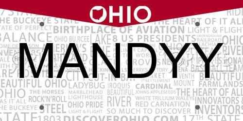 MANDYY Ohio License Plate