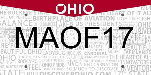 MAOF17 Ohio License Plate