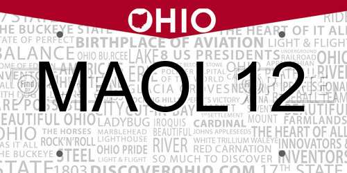 MAOL12 Ohio License Plate