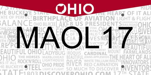 MAOL17 Ohio License Plate