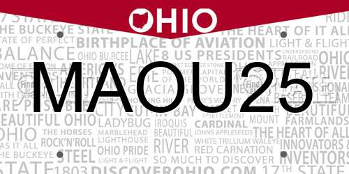 MAOU25 Ohio License Plate