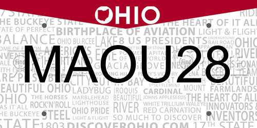 MAOU28 Ohio License Plate