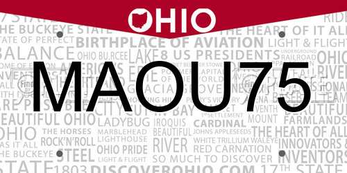 MAOU75 Ohio License Plate