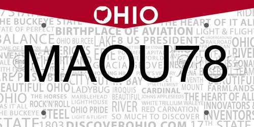 MAOU78 Ohio License Plate