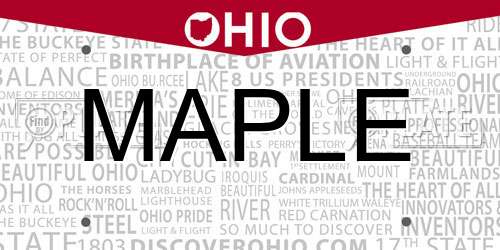 MAPLE Ohio License Plate