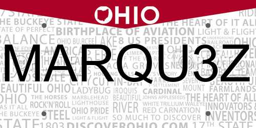 MARQU3Z Ohio License Plate