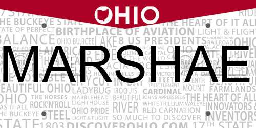 MARSHAE Ohio License Plate