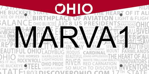 MARVA1 Ohio License Plate