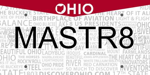 MASTR8 Ohio License Plate