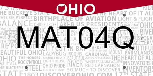 MAT04Q Ohio License Plate
