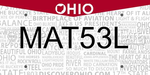 MAT53L Ohio License Plate